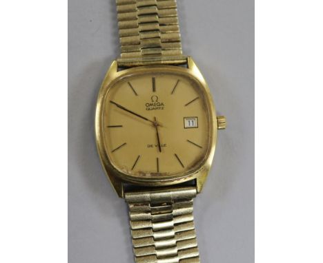 A gentleman's 1970's steel and gold plated Omega De Ville quartz wrist watch.