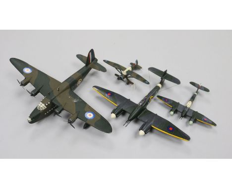 Four World War II painted boxwood model aircraft
