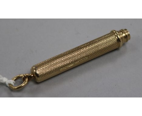 A 1920's engine turned 9ct gold overlaid propelling pencil by Sampson Mordan & Co.