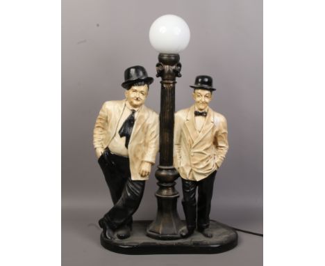 A large composite figural lamp modelled as Laurel and Hardy Height 80cm.