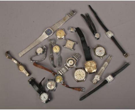 Eighteen assorted ladies and gents manual wristwatches including Mortima, Smiths and Enicar.