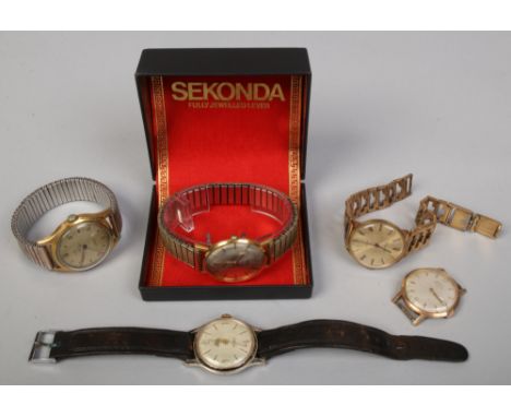 Five gents manual and automatic wristwatches including Delbana automatic, Smiths Empire, Oris anti shock, Sekonda De Luxe and