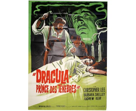 Dracula Prince of Darkness (R-1960's) French Grande film poster for the Hammer film starring Christopher Lee, folded, 47 x 63
