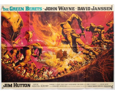 The Green Berets (1968) British Quad film poster, starring John Wayne, artwork by Frank McCarthy, Warner-Pathe, folded, 30 x 
