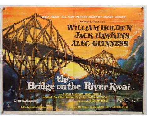 The Bridge on the River Kwai (R-1963) British Quad film poster, Academy Award release, Horizon Productions, folded, 30 x 40 i