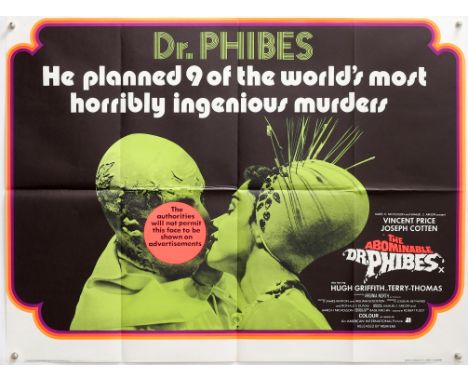 The Abominable Dr. Phibes (1971) British Quad film poster, horror directed by Robert Fuest & starring Vincent Price, folded, 