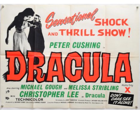 Dracula (R-1963) British Quad film poster, directed by Terence Fisher & starring Christopher Lee & Peter Cushing, folded, 30 