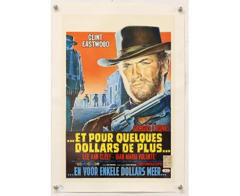 For a Few Dollars More (R-1970's) Belgian film poster, starring Clint Eastwood, linen backed, 14 x 20.5 inches. Condition Rep
