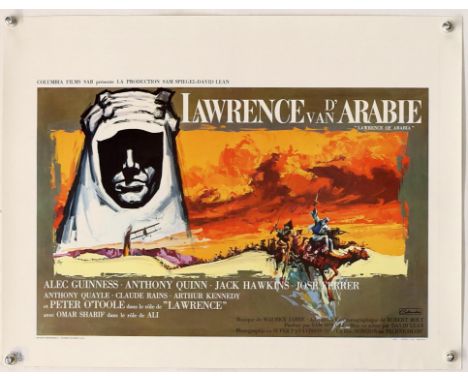 Lawrence of Arabia (R-1970's) Belgian film poster, artwork by Raymond 'Ray' Elseviers, starring Alec Guinness, linen backed, 