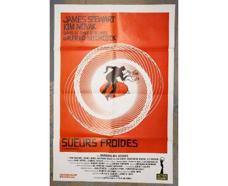 2 French Alfred Hitchcock film posters - The Rope (1948), R-1968 French Grande film poster, 47 x 63 inches, and Vertigo (1958