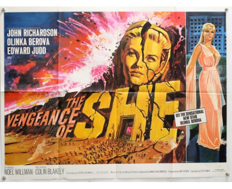 The Vengeance of She (1968) British Quad film poster, Hammer Film Production starring Olinka Berova, artwork by Tom Chantrell