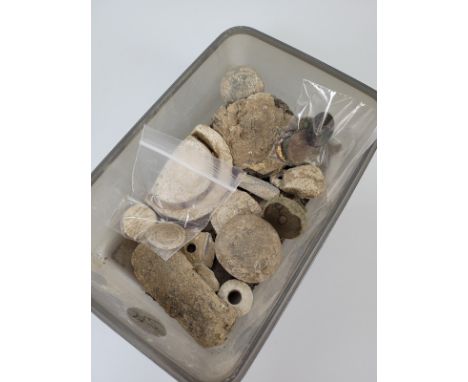 A good collection of metal detector findings, including coins, button, etc.
