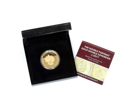 Coins, Great Britain, Elizabeth II (1952-), The Double Portrait Gold Double Sovereign of 2017, in capsule with certificate an