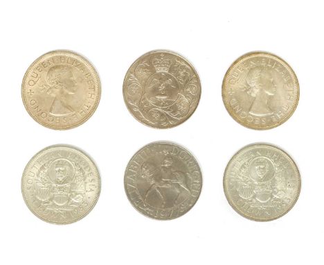 A collection of coins, including a George II 1746 Halfcrown Lima, a George III Crown, 1819, etc
