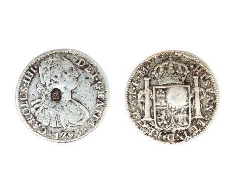Coins, Great Britain, George III (1760-1820), emergency issue dollar, Charles IIII 8 Reales, 1793, portrait type with oval co
