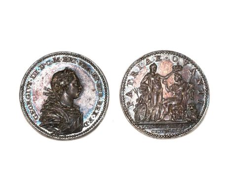 Medals, Great Britain, George III (1760-1820), Coronation 1761, the official silver medal, by Lorenz Natter, laureate and arm