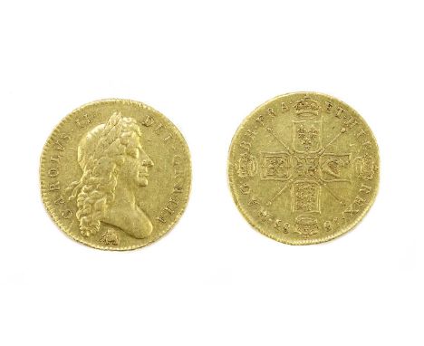 Coins, Great Britain, Charles II (1660-1685), Five Guineas, 1683, second laur. bust r., with elephant and castle below, edge 