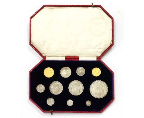Coins, Great Britain, Edward VII (1901-1910), Coronation Proof Specimen 'Short Set', 1902, Sovereign to Maundy Penny complete