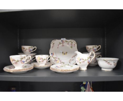 A part tea service by Tuscan china in a Butterfly design