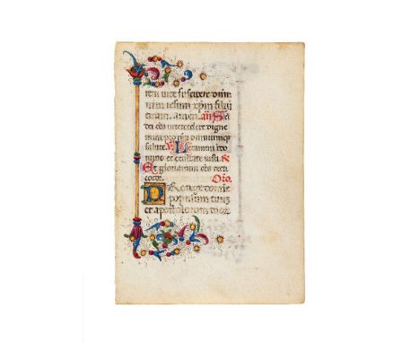 Leaf from a Book of Hours, in Latin, illuminated manuscript on parchment [Italy (probably Cremona or Ferrara), second half of
