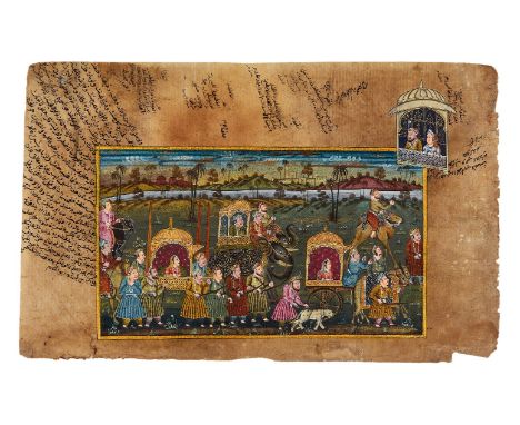 A Collection of Indian Costume Miniatures, painted over leaves from dispersed print and manuscript volumes, illuminated paint
