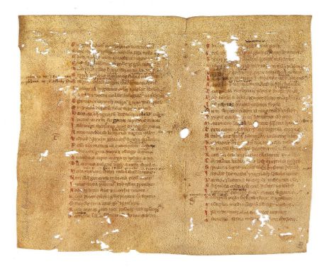 Prudentius, Psychomachia, in Latin verse, manuscript on parchment [Italy, c. 1300 or fourteenth century] Bifolium, each leaf 