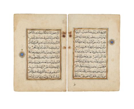 Six leaves from an early Ottoman Qur'an, in Arabic, illuminated manuscript on paper [Anatolia, c. 1500 AD]  Six leaves, conta