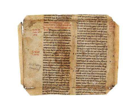Fragment from a leaf of Florus of Lyon, Commentary on the Pauline Epistles, in Latin, decorated manuscript on parchment [Fran