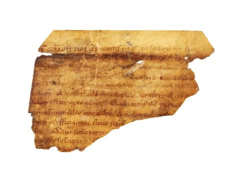 Small fragment from a service book, with music in St Gall neumes, in Latin, Carolingian manuscript on parchment [probably nor