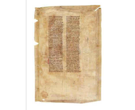 Two leaves from a copy of Gratian, Decretum, in Latin, decorated manuscript on parchment [France (probably south, perhaps Mon