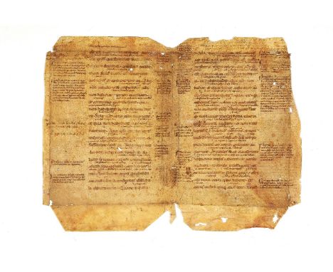 Bifolium from a Glossed Gospel of Matthew, in Latin, manuscript on parchment [probably France, first half of twelfth century]