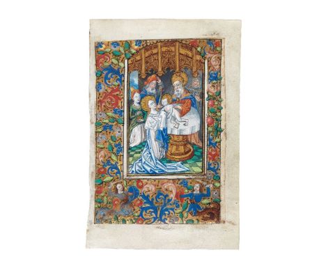 Presentation in the Temple, composite miniature from a Book of Hours, in Latin, illuminated manuscript on parchment [northern