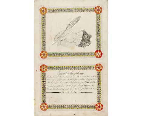 ƟLarge Practical Calligraphic Album, in French, illustrated manuscript on paper [France, early nineteenth century (probably a
