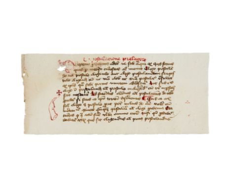 Small slip with the readings for the election of prelates with two delicately drawn pointing fingers, in Latin, decorated man