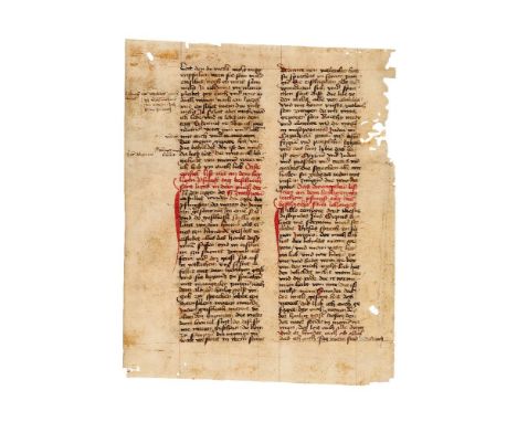 Leaves from a German Bible translation, with short openings of readings in Latin, decorated manuscript on paper [Germany, fif