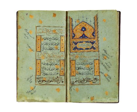 ƟGhazaliyaat Kan'at al-Arabi (Divan of Poetry written in Arabic), in Arabic, illuminated manuscript on blue paper speckled wi