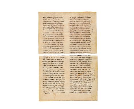 Two cuttings from an Atlantic Bible leaf (with parts of Nehemias), in Latin, manuscript on parchment [probably France, late e