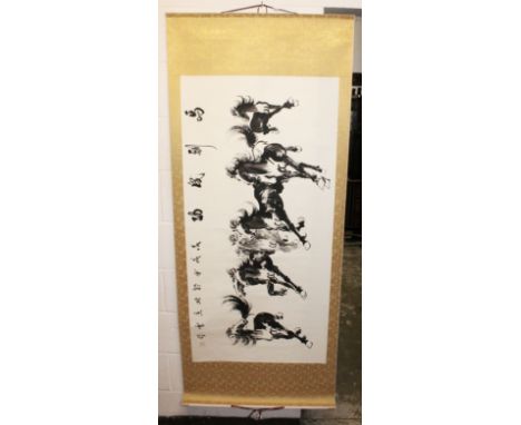 A CHINESE SCROLL, horses.