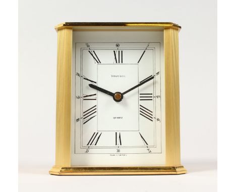 A TIFFANY &amp; CO QUARTZ MANTLE CLOCK. 5ins high.