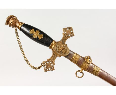 A MASONIC SWORD AND SCABBARD. 38.5ins long.