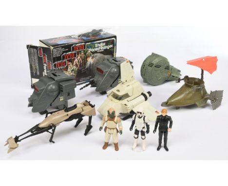Palitoy Star Wars Endor Forest Ranger with Desert Sail Skiff plus other incomplete mini-rigs in mixed lot. Item Condition goo