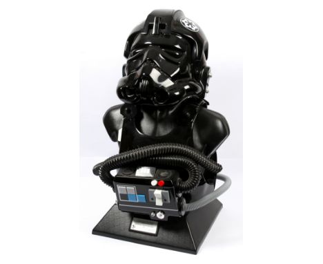 Shepperton Design Studios Star Wars Imperial Pilot (TIE) Helmet & Chest & Breathing Pipe mounted on torso with plaque. Condit