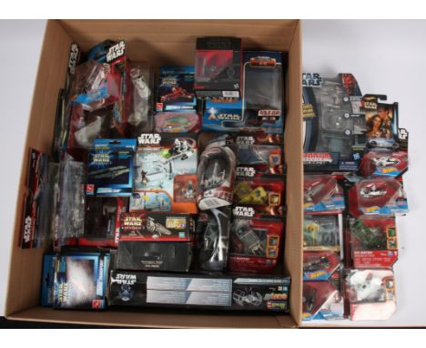 Quantity of Hasbro, Mattel Star Wars sealed Micro Machines, Hotwheels, Spinmaster Box Busters, Titanium Die Cast vehicles in 