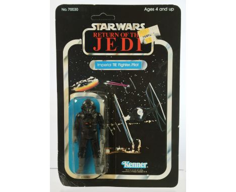 Kenner Star Wars Imperial TIE Fighter Pilot unpunched ROTJ 65A pop removed. Condition poor to fair.