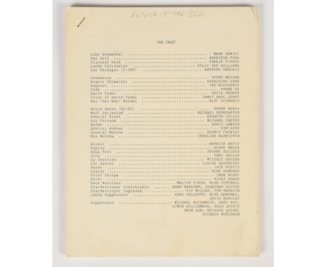 Star Wars Return of the Jedi Press Production notes 59 printed single sided A4 sheets stapled. Condition Fair to GoodNo COA o