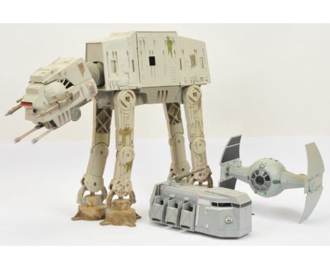 Hasbro Star Wars modern issue loose vehicles, to include The Saga Collection Electronic AT-AT, TIE Fighter, and Imperial Troo