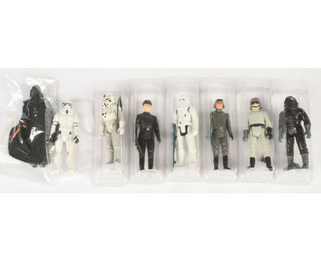 Kenner Star Wars vintage 3 3/4" figures x8, to include Imperial TIE Fighter Pilot, AT-ST Driver, AT-AT Driver, AT-AT Commande