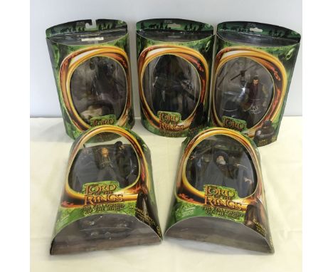 5 boxed Lord of the Rings figures from 'The Fellowship of the Ring': Gandalf, Gimli, Witch King Ringwraith, Orc Overseer & Sa