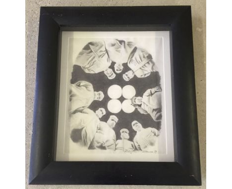A framed & glazed Prison Art pencil drawing 'Operation Lock Up' by R. Houghton HMP Altcourse 1999. Box frame size 54 x 62cm.