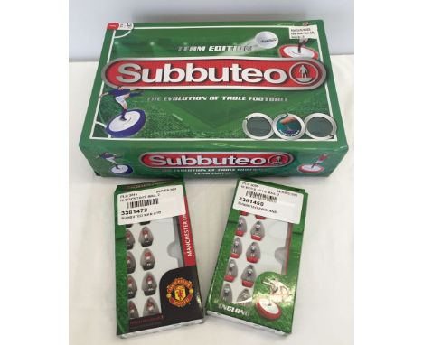 Subbuteo boxed set together with 2 boxed teams. England & Manchester United.